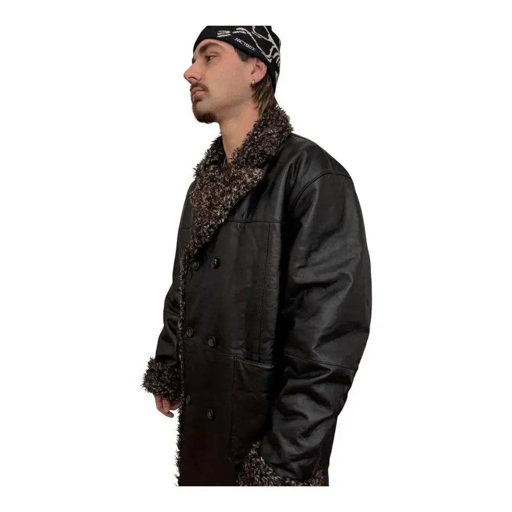 Vintage Morton & Rossi Black Leather Penny Lane Shaggy black coat NWT XL